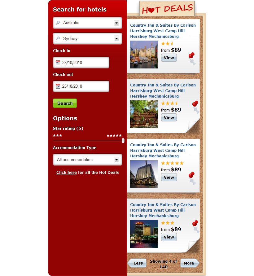 HotelClub Facebook widget